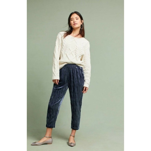 Anthropologie Pants - New Anthropologie Velvet Cropped Pants Sz S Blue Anthropologie Pants - New Anthropologie Velvet Cropped Pants Sz S Blue